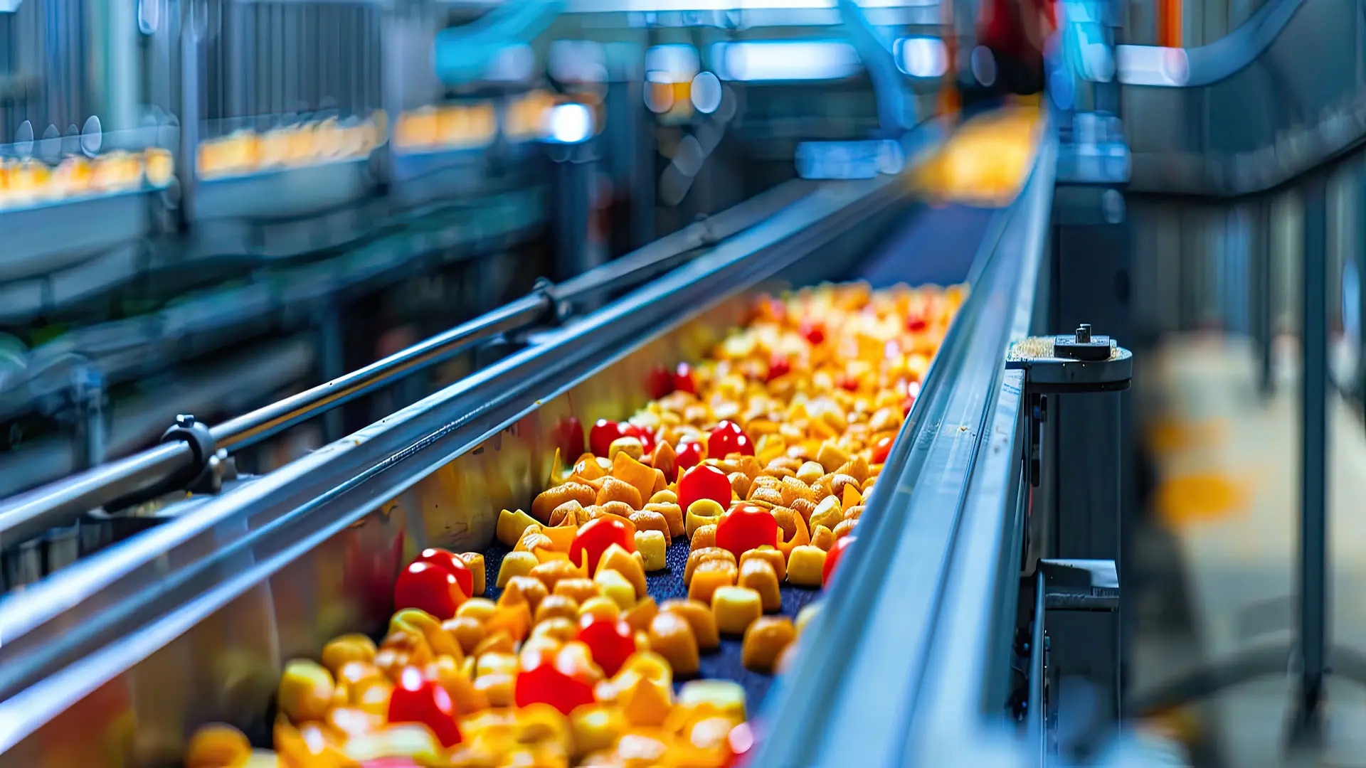 taśmy transportowe modułowe w przetwórni warzyw